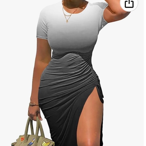 Dresses & Skirts - NEVER WORN! Women's Bodycon Short Sleeve Slit Ruched Summer Midi Dress